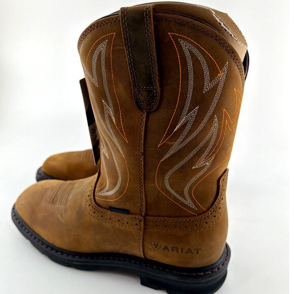 Ariat Men's Distressed Brown Sierra Shock Shield Waterproof Work Boots Size 10D - Picture 7 of 13